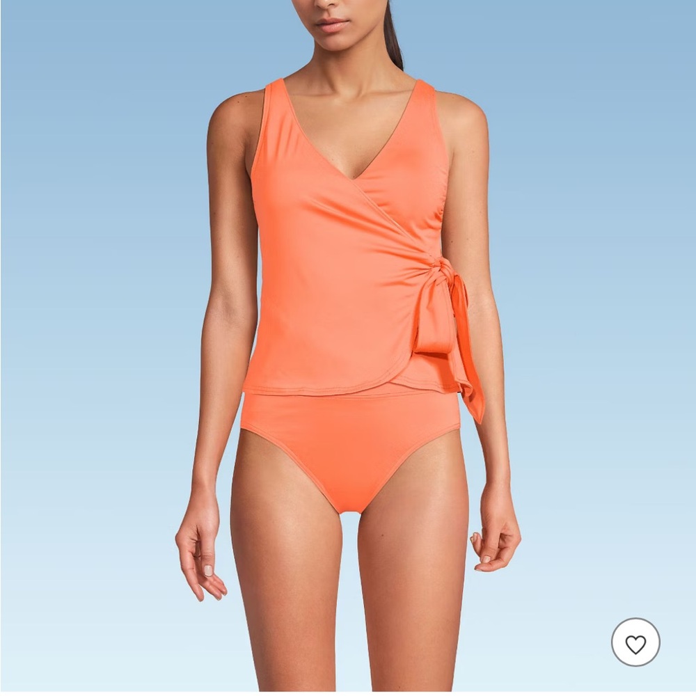 Lands' End Women's Side Tie Tankini Top - 12 - Papaya Orange